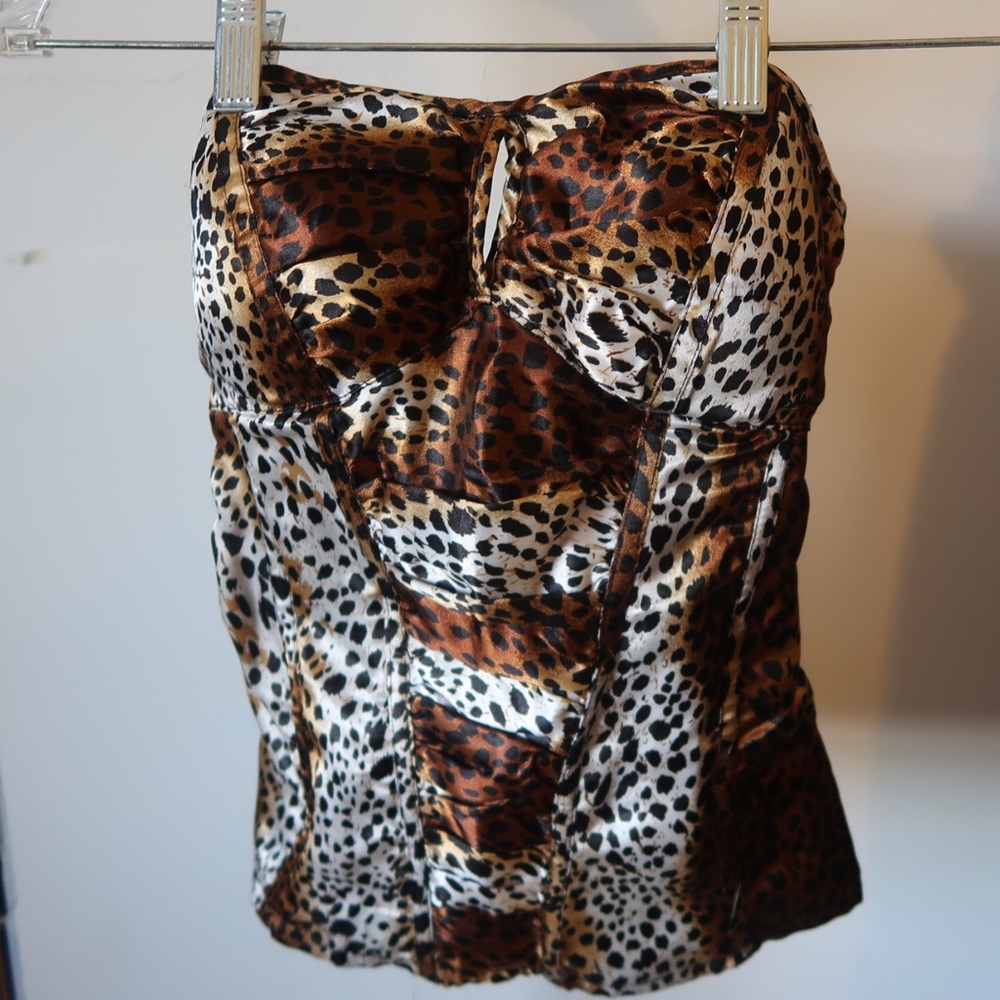 Strapless cheetah leopard print top